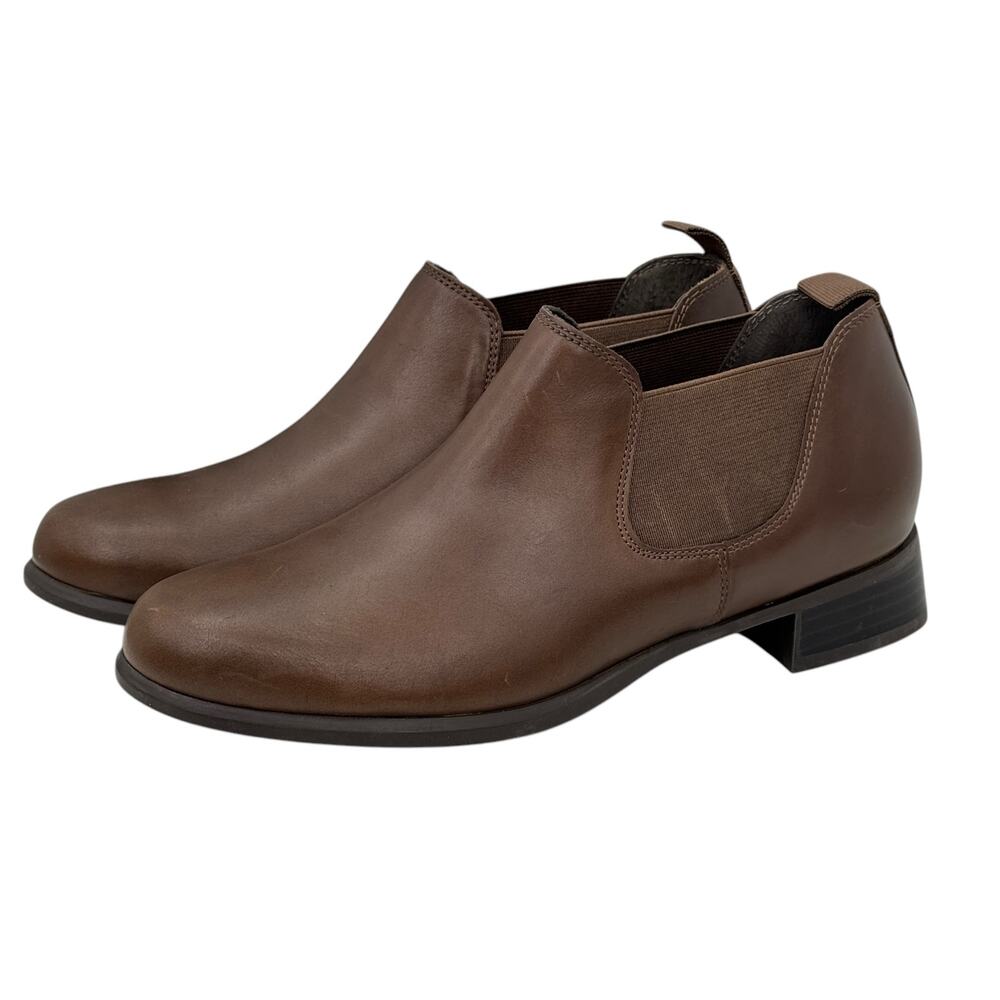 Munro Bedford Boot Leather Low Chelsea Women's SZ 6 Brown Pull on Comfort Career